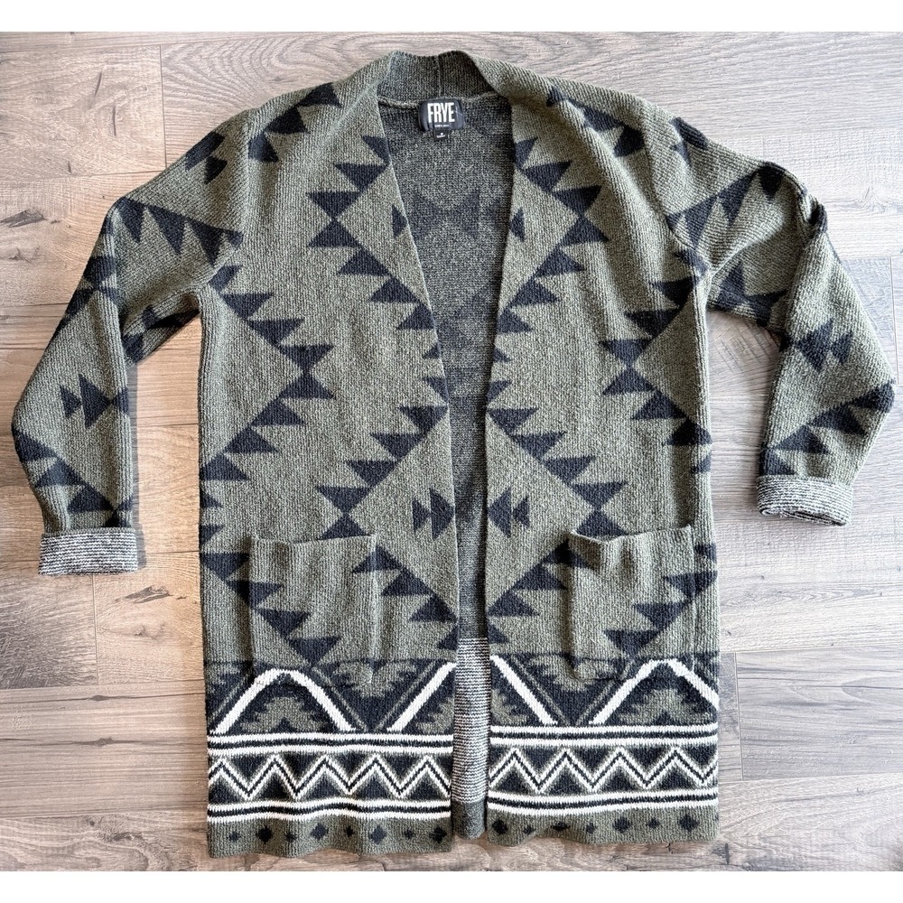 FRYE The Cozy Cardigan Southwest Aztec Tribal Open Front Duster S Boho Western